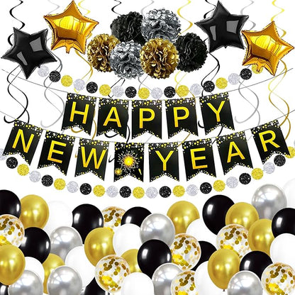 KatchOn, New Years Eve Party Supplies 2026 - Big, Pack of 70 | Happy New Years Decorations 2026 | Hanging Swirls, PomPoms, NYE Decorations 2026 | Eve Decorations
