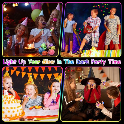 100 Pcs Light Up Rings, Glow In The Dark Party Supplies, 6 Style Flashing Glow In The Dark Rings for Adults & Kids, LED Ring for Birthday Party Favors, Concert, Raves, Halloween, Christmas