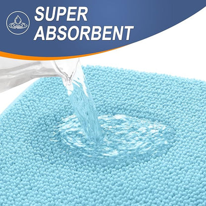 OLANLY Thick Memory Foam Bath Mat Rug 30x20, Extra Soft Absorbent Bathroom Rug, Quick Dry Bath Mats, Non-Slip, Machine Washable Carpet for Bathroom, Tub and Shower, Home Decor Accessories, Sky Blue