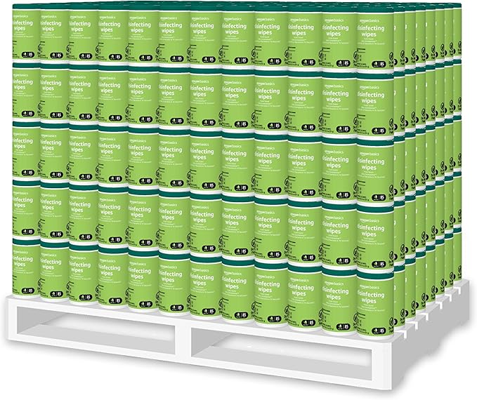 Amazon Basics Disinfecting Wipes, Fresh Scent, Sanitizes/Cleans/Disinfects/Deodorizes, 85 Count: Pallet of 480 (80 x 6-pack) (Packaging May Vary)