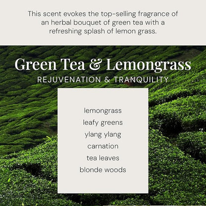 Air Esscentials Clean Scented Soy Candles, Soy Wax Blend with Luxury Fragrance, Aromatherapy Candle for Home & Office, 70 Hour Burn Time, Green Tea & Lemongrass, 11 oz.