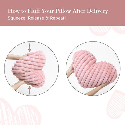 AELS Heart Shaped Pillow, 20 Inches Heart Decorative Throw Pillows, Faux Fur Love Pillows Pillow, Cute Valentines Day Decorations, Wedding Decor, Living Room Bedroom Nursery Decor, Pastel Pink