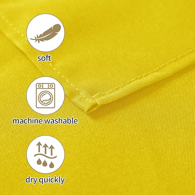 25pcs Polyester Cloth Napkins - 20 x 20 inch Yellow Washable Dinner Napkins with Hemmed Edges for Restaurant/Wedding/Hotel(25,Yellow)