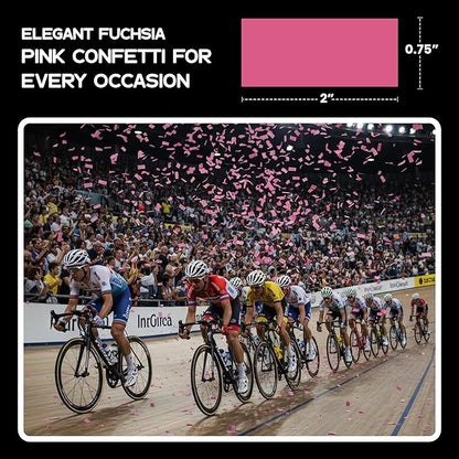 Ultimate Confetti, Fuchsia Pink Tissue Paper Confetti - Rectangular Flame-Resistant and Slow-Falling Biodegradable Confetti for Cannon and Launcher use, Best for Celebrations - 1 lb, 16 oz