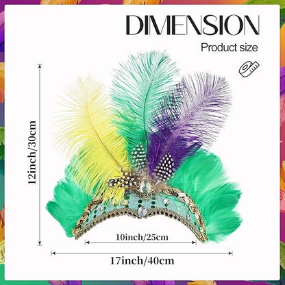 Women's Carnival Feather Headpieces Sequin Headdress for Wedding Masquerade Party Cosplay Feather Headbands