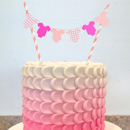 Pink Baby Shower Cake Topper - Pink Bodysuit Gingham Cake Topper,Gender Reveal Decor,Baby Shower Cake Decorations,Gingham Onesie Party Decorations (pink)