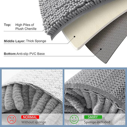 Smiry Luxury Chenille Toilet Rugs U-Shaped 24x20, Soft Absorbent Non-Slip Contour Bathroom Rugs for Toilet, Machine Washable Contoured Bath Mats, Grey