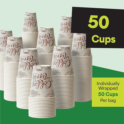 EconoHome 10 oz 50 Pack Disposable Coffee Paper Cups - Paper Cups for Hot and Cold Drinks, Tea, Water, and Juice