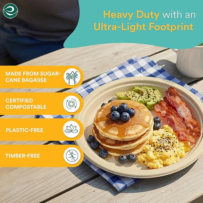 ECO SOUL 100% Compostable Paper Plates 10 Inch [1000-Pack] Biodegradable Heavy Duty Eco-Friendly Disposable Plates for Thanksgiving Dinner, Parties, Wedding & Event