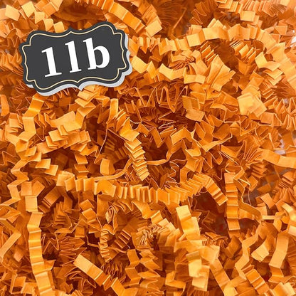 ZEBMOON 1 LB Orange Crinkle Cut Paper Shred Filler Great for Gift Wrapping, Basket Filling, Birthday, Wedding, Halloween, Thanksgiving, Christmas Day, New Year Party Decorations Filling Supplies A