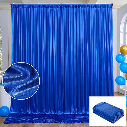 10x10 ft Royal Blue Sequin Backdrop Curtain Panels for Parties, Wrinkle Free Glitter Photo Backdrop Drapes 2 Panels 5x10FT Shimmer Back Drop Cloth for Wedding Birthday Christmas Photography Background