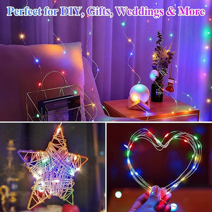 Lakumu 12 Pack Fairy Lights Battery Operated String Lights -7FT 20LED Fairy Lights Silver Wire Firefly Starry Moon Lights for DIY Christmas Decorations Party Wedding Centerpiece Table Decor Multicolor