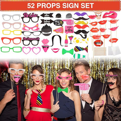 Bulk Opulent Photo Booth Props Set for Adult, Novelty Funny Hats and Glasses, Colorful Wig, Inflatable, Phtot Booth Props Kit for Graduation, Wedding, Birthday, Bachelorette and All Occasions