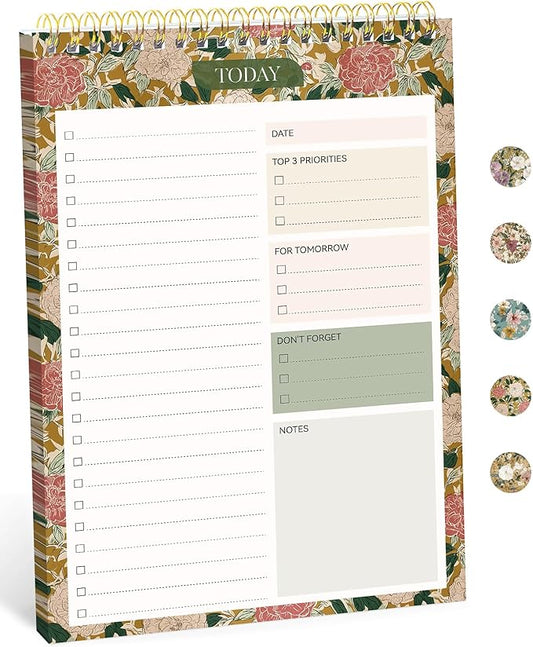 Taja To Do List Notepad - To Do List Notebook for Work with 52 Sheets, 9.8" x 6.5", Undated Daily Planner Perfect for Daily Tasks and Goal Setting, Notepad Suitable for Office, Home & School - Olive Grove