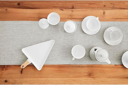 Solino Home Linen Table Runner 144 Inches Long - Athena, 100% Pure Linen Oyster Grey 14 x 144 Inch Table Runner for Dining, Fall, Autumn, Holiday