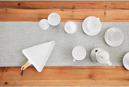Solino Home Linen Table Runner 48 Inches - 100% Pure Linen Oyster Grey Table Runner 14 x 48 Inch Ideal for Dresser and Coffee Tables - Fall, Autumn, Thanksgiving, Holiday - Athena