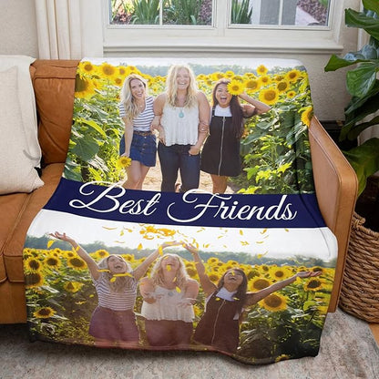 Personalized Gifts for Best Friend Custom Blankets with Photos and Text Multiple Colors Sizes Soft Flannel Gifts for Women Birthday Gifts for Best Friend