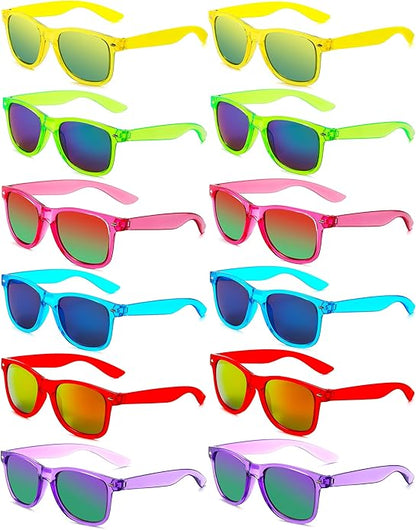 Eyegla 8/12/18 Pack Neon Sunglasses Bulk Colorful Multipack Party Sunglasses Retro Glasses Party Favor for Adult Men Women