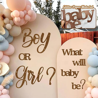 Large Glitter Paper Gender Reveal Decorations Decals for Balloon Arch Boy or Girl What Will Baby Be Signs for Backdrop Baby Shower Party Supplies He or She Letters Stickers for Pregnancy Banner