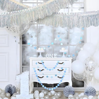 LOLStar 6 Pack Silver Foil Fringe Garland Christmas Party Decorations, 59Ft Tinsel Streamers Shiny Silver Wall Hanging Tinsel Fringe Banners for Wedding Birthday Anniversary New Year Party Decor