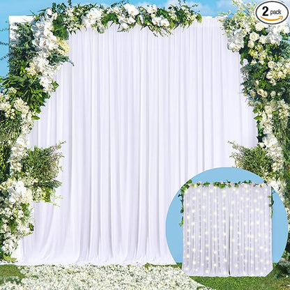 White Backdrop Curtain for Parties Wedding Wrinkle Free White Photo Curtains Backdrop Drapes Fabric Decoration for Baby Shower 5ft x 8ft,2 Panels