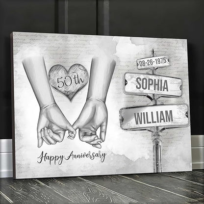 GABITA Personalized Crossroads Street Sign Couple Wall Art, Wedding Anniversary Couple Canvas, Gift for Husband and Wife, Parents, Gift for Christmas, Valentine