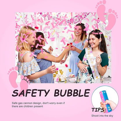 6 Pack Gender Reveal Confetti Cannon | No Powder Confetti Poppers | Ideal for Baby Girl Gender Reveal Decoration (6 Pink)