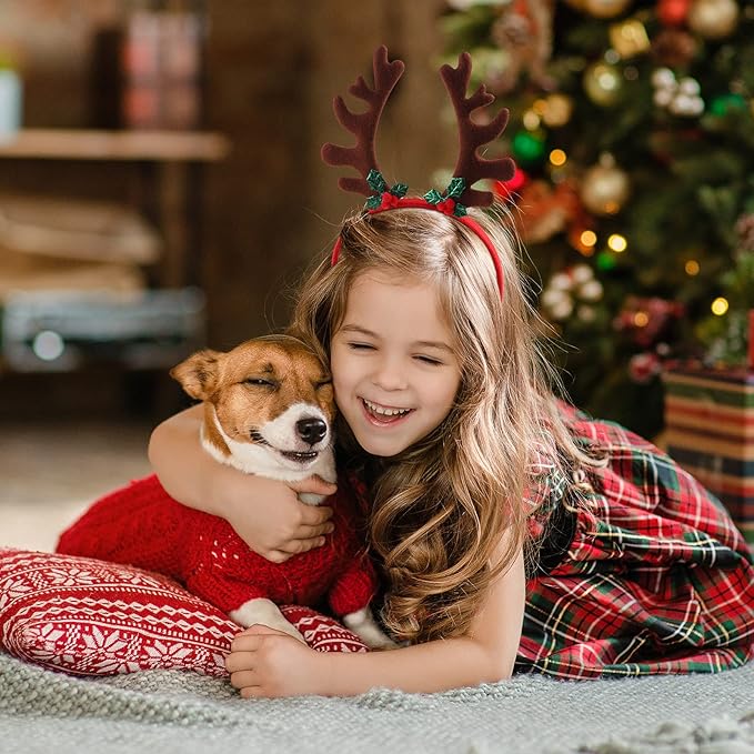 Aneco 12 Pieces Christmas Headbands Assorted Christmas Head Boppers Xmas Tree Santa Antler Reindeer Elves Hat Headband for Christmas Party