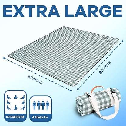 Genovega Waterproof Picnic Blanket Beach Outdoor Camping Mat Extra Large Foldable Cute Big Travel Essential Accessories Gift Park Patio Lawn Garden Grass Ground PlayMusic Festival Concert Must Have
