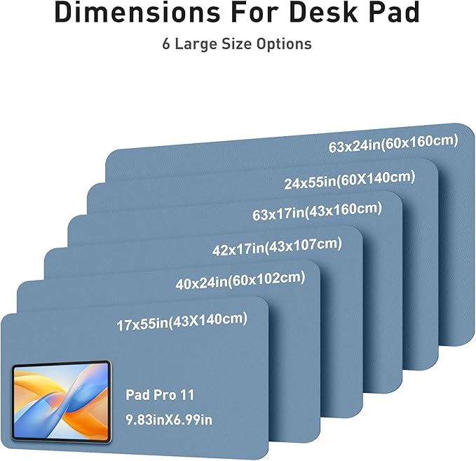 Aothia Faux Leather Desk Mat - Large Mouse Pad, Non-Slip PU Leather Blotter, Waterproof Writing Surface for Office and Home (Denim Blue, 40" x 24")