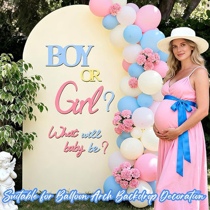 Large Wooden Boy or Girl Signs Gender Reveal Party Decoration Ideas Decals for Balloon Arch Oh Baby Shower Letters Sign He or She What Will Baby Be Stickers for Backdrop Pregnancy Banner Photo Props