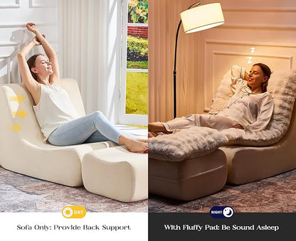 Hobestluk Sofa Couch Foam Sofa for Small Spaces Comfy Sofas with Footrest Couch Recliner Small Sofas for Living Room, Bedroom, Apartment (White)