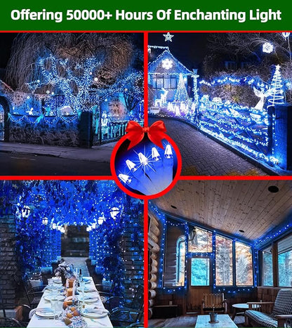 750 LED Chrstmas Lights, 240ft Outdoor Christmas String Lights with 12 Modes, Blue LED String Lights with Timer Dimmable Waterproof for Outside Tree Fence Garden Xmas Wedding Party Decor Blue
