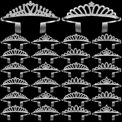 24 Pcs Crystal Tiara Headbands for Women Princess Headband Crown with Combs Tiaras and Crowns for Pageant Bridal Wedding Prom Party Gifts