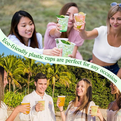 ECOLipak 1000 Count 12 OZ Clear Compostable Plastic Cups, Disposable Plant-Based Biodegradable Drinking Party Cups, PLA Plastic Cold Tumblers for Restaurant, Office, Canteen, Large Gathering