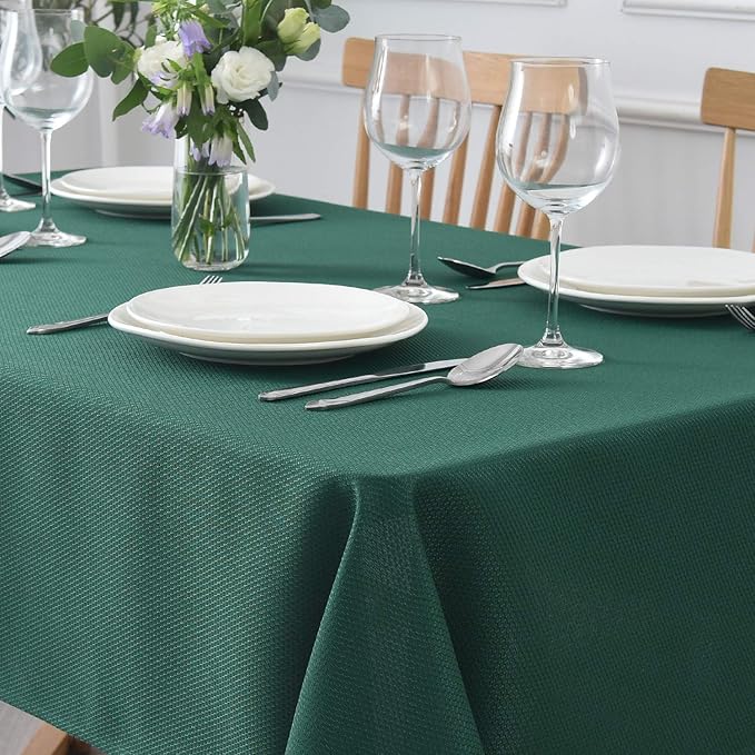 maxmill Jacquard Square Tablecloth Waterproof Spillproof Wrinkle Resistant Soft Textured Table Cloth for Dinner and Party Washable Soft Fabric, Indoor and Outdoor Use, 60 x 60 Inch, Hunter Green
