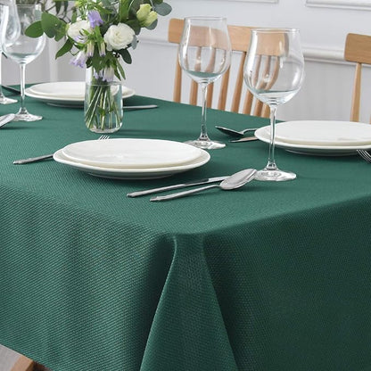 maxmill Textured Rectangle Tablecloth Water Resistant Wrinkle Free Spill-Proof, Soft Jacquard Table Cloth for Banquet Parties Event Holiday Dinner, Indoor and Outdoor Use, 60 x 84 Inch Hunter Green