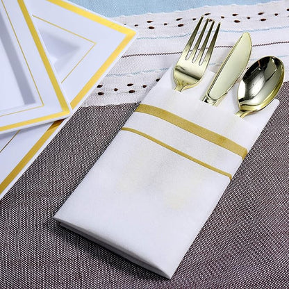 FOCUSLINE 200 Linen Feel Disposable Bathroom Napkins, Soft and Absorbent Paper Guest Towels, Cloth-Like Hand Towels Decorative Paper Napkins for Parties, Weddings, Dinners or Events, Gold, 12" x 17"
