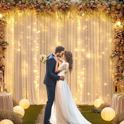 Champagne Backdrop Curtain for Parties Wedding Baby Shower Wrinkle Free Photo Curtains Backdrop Drapes Fabric Decoration for Bridal Shower 5ft x 7ft,2 Panels