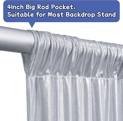 leegleri 40x10ft Thick Silver Glitter Backdrop Curtain Panels for Parties, Wrinkle Free Sequin Sparking Photo Backdrop Drapes, 8 Panels 5x10ft Shimmer Back Drop Cloth for Wedding Birthday Photography