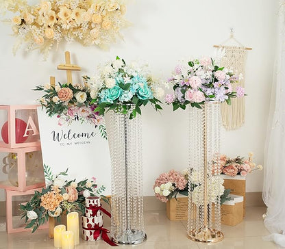 Set of 10 Luxury Crystal Metal Flower Stand - 35.4inch Tall Wedding Centerpieces for Tables, Parties, Wedding Waypoints, Home Decor (Gold,10pcs)