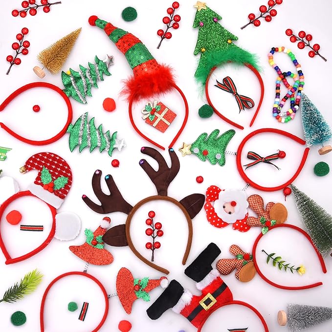 BQTQ 12 Pieces Christmas Headbands Xmas Party Costume Headband for Christmas Holiday Favor