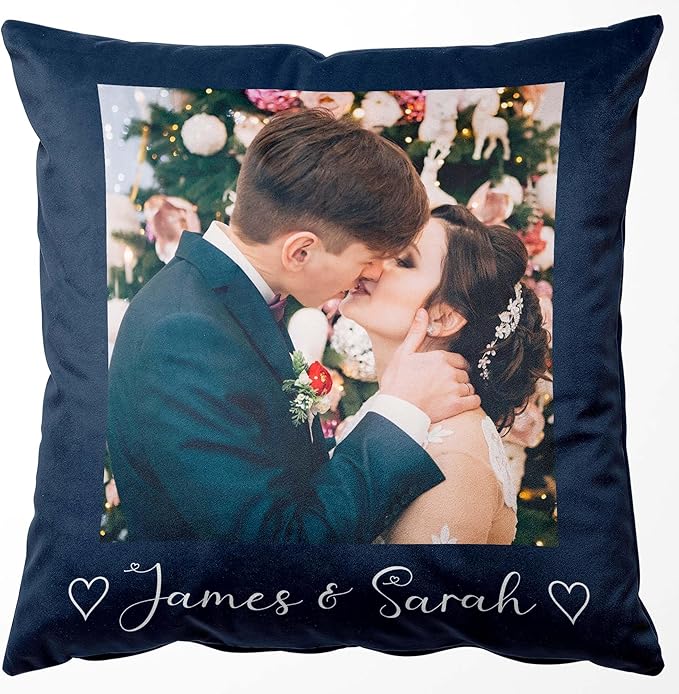 Easycosy Custom Pillow with Picture & Text, Two-Sides Velvet Customized Photo Pillowcase, 20"x20" Personalized Pillow Cover with Photo, Valentine Custom Love Keepsake Gifts (Optional Pillow Insert)