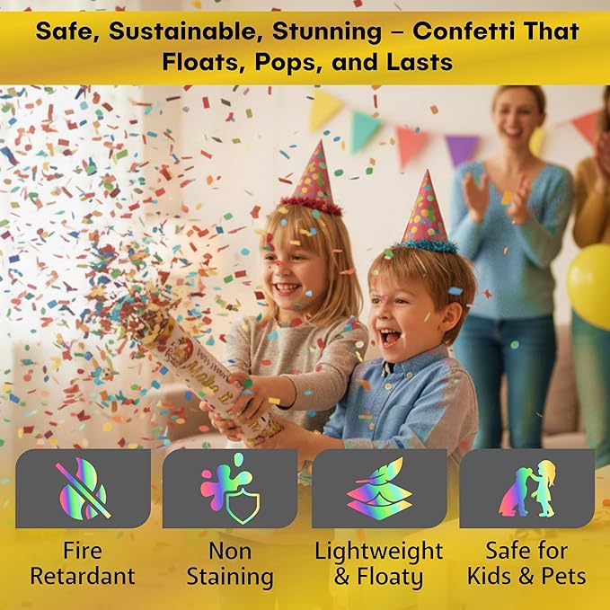 6 Pack 12 Inch Confetti Poppers, Biodegradable Confetti Popper Set for Wedding, Birthday Party Celebrations | Releases 15 ft in the Air