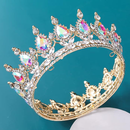 FORSEVEN Queen Crown Rhinestone Wedding Crowns and Tiaras for Women Costume Party Hair Accessories Princess Birthday Crown Crystal Bridal Crown Christmas Decorations Headband