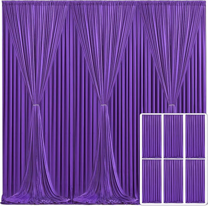 6 Panels Purple Backdrop Curtain for Parties Wedding Wrinkle Free Purple Photo Curtains Backdrop Drapes Fabric Decoration for Birthday Party Photography 30ft(W) x 10ft(H)