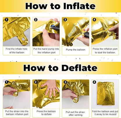 Giant H Alphabet Balloon Letters, Gold Self Inflating Custom Letter Balloons Birthday Decor, 40 Inch Helium Mylar Foil Name Word Balloons for Girls Men Anniversary Party Graduation Decoration Supplies