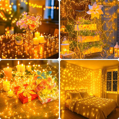 litogo 4 Pack Fairy Lights Battery Operated with Timer, 33FT 100LED Twinkle String Lights USB-C Powered 8 Modes Dimmable for Indoor Bedroom Centerpiece Wedding Classroom Dorm Christmas Decorations