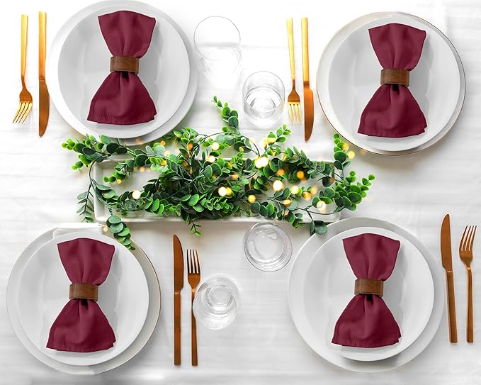 Zoyer Cloth Napkins Set of 12, 18x18 Inches Cotton Enrich Napkins Cloth ‎Washable, Soft & Durable Dinner Napkins for Parties, Wedding, Christmas, ‎Thanksgiving & Everyday Use - Burgundy