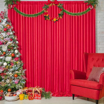 10 x 10 Red Backdrop Curtains for Parties, 10ft Long Curtains for Photo Background Red Wedding Drapes for Backdrop Birthday Baby Shower Bridal Shower Anniversaries Ceremony Prom Events Decorations